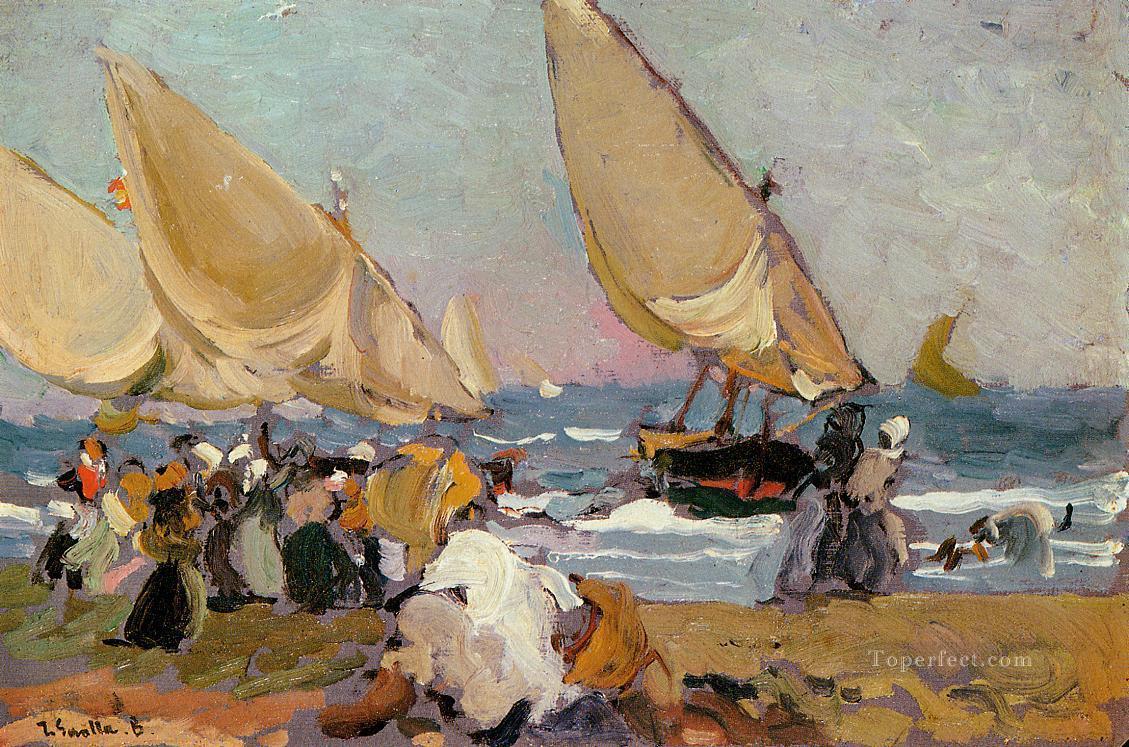 Sailing Vessels on a Breezy Day Valencia painter Joaquin Sorolla Oil Paintings